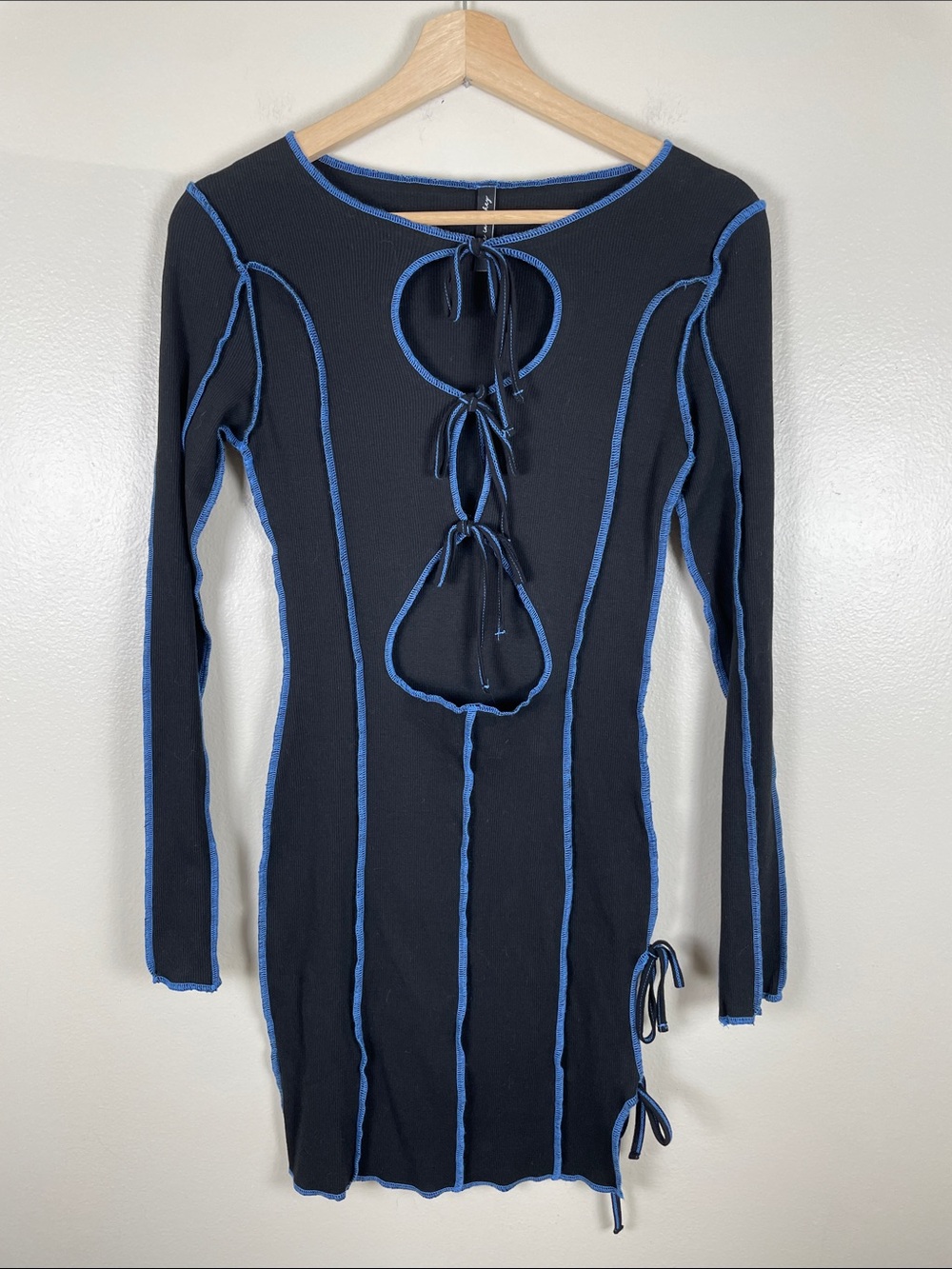 As U Black Mini Dress with Blue Contrast Trim. NEW Size 4